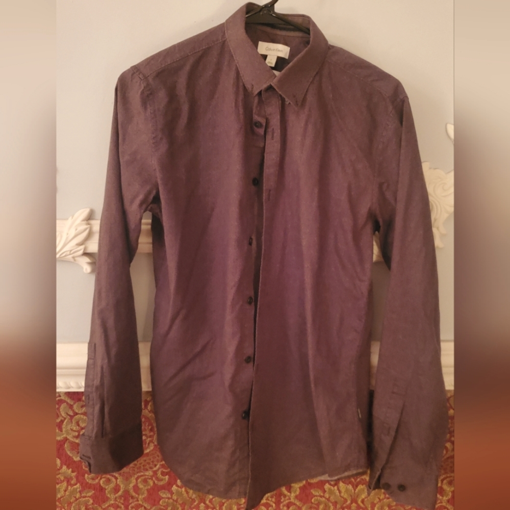 Dark gray Calvin Klein slim fit long sleeve button-up shirt size small